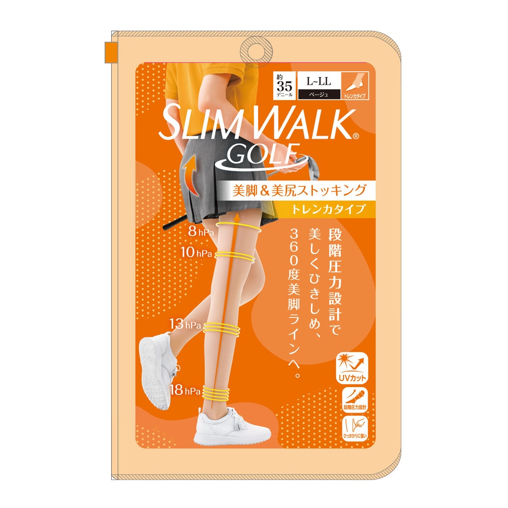 スリムウォーク（SLIM WALK）（レディース）ゴルフ 段階着圧 抗菌防臭 スリムウォークゴルフ 美脚 美尻ストッキング SWG008 LL