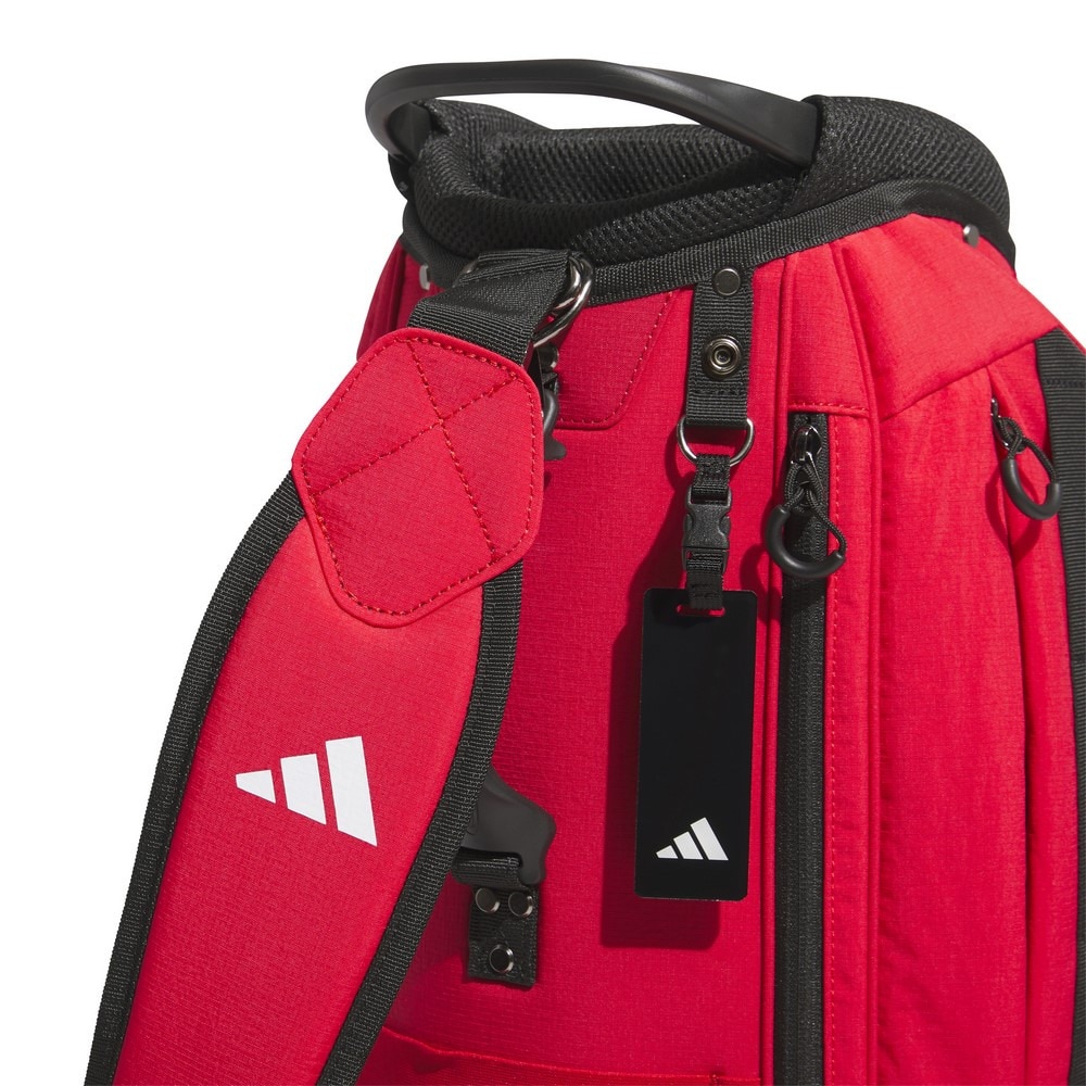 アディダス（adidas）（メンズ）ゴルフ スリーストライプス コーデュラ 軽量 カート式 キャディバッグ 4分割 KVH34-JH3720RED