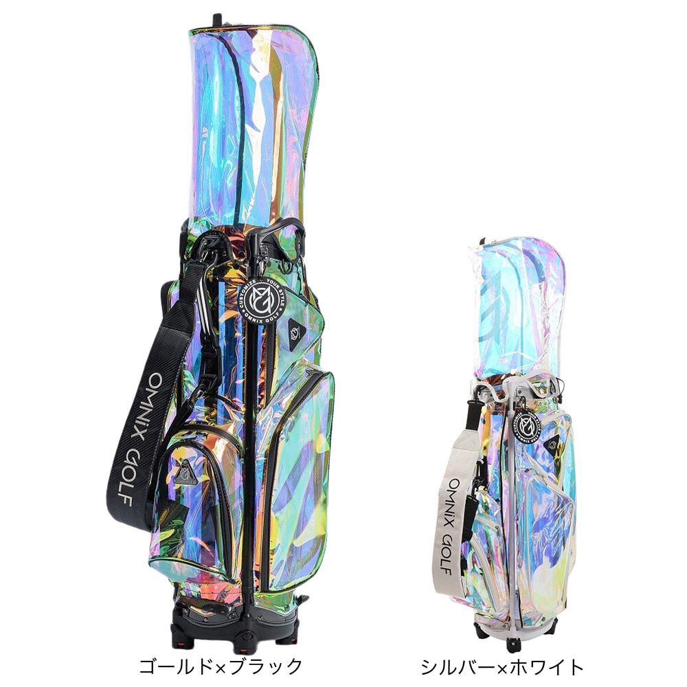 ホクシン（Hokushin）（メンズ、レディース）ゴルフ キャディバッグ カート式 9型 6分割 オムニクスレインボー OM21SSRBCB-GDBK