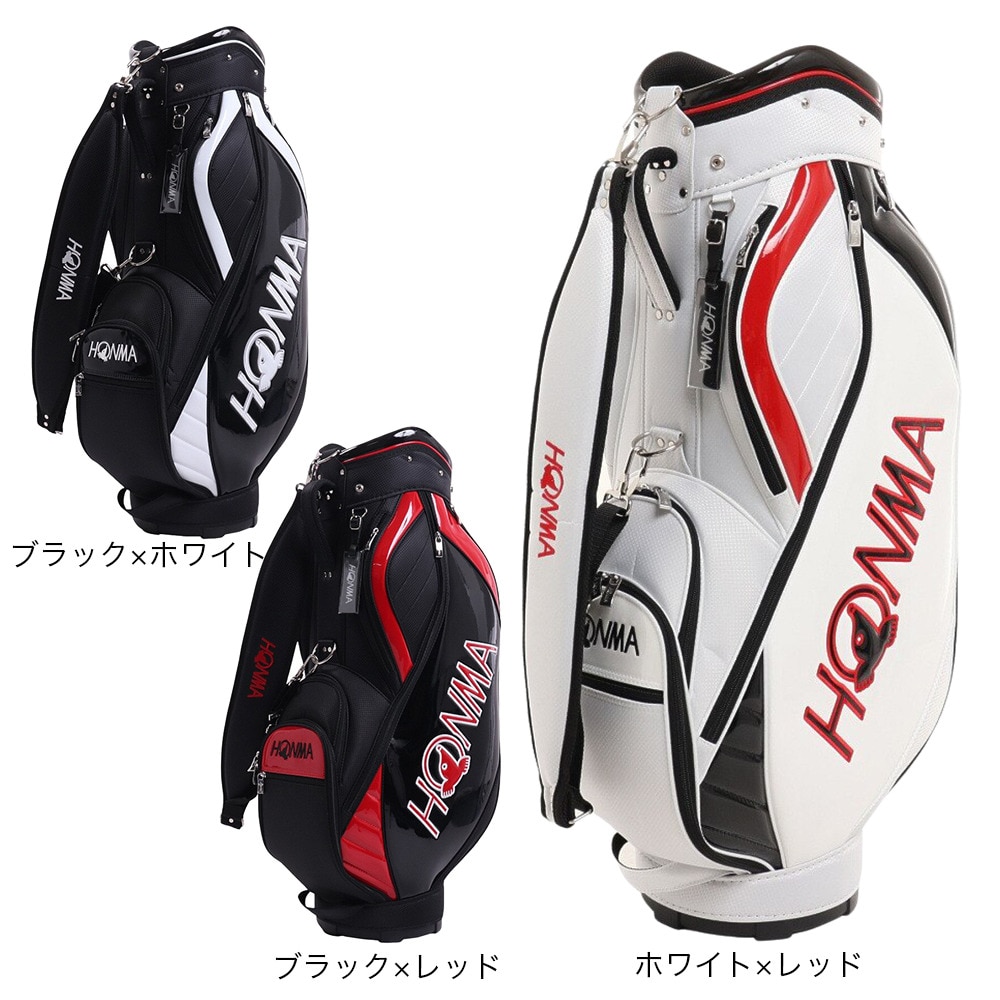 本間ゴルフ（HONMA）（メンズ、レディース）ゴルフ キャディバッグ カート式 9型 5分割 CB12211 0201 BKWH