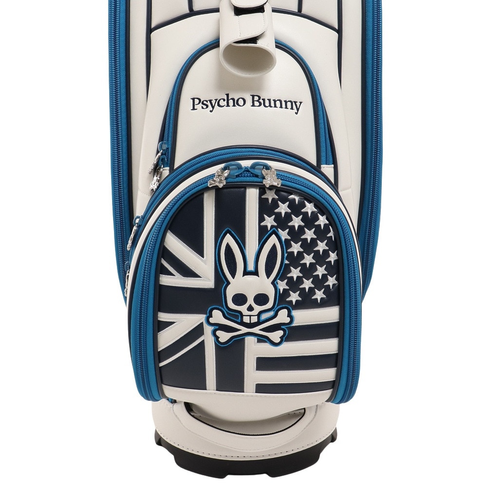 サイコバニー（Psycho Bunny）（メンズ）ゴルフ キャディバッグ カート式 9型 5分割  SPECIAL EDITION PBMG2FC1-WHT