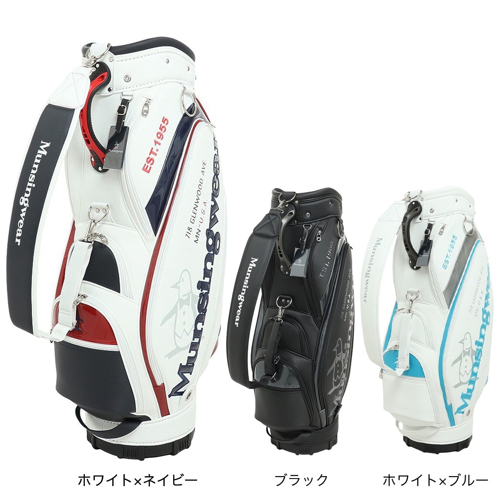 マンシングウエア（MUNSING WEAR）（メンズ）ゴルフ キャディバッグ カート式 9.5型 6分割 スポーティデザイン キャディバッグ 9.5型 MQBVJJ00 WHNV