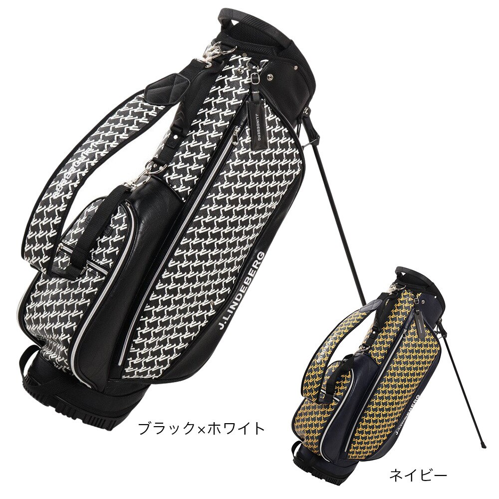 J.LINDEBERG（メンズ）ゴルフ キャディバッグ スタンド式 9.5型 6分割 モノグラムキャディーバック スタンド 083-16302-098
