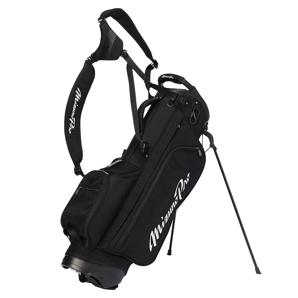 【美品】MIZUNO キャディバッグ 大型 ゴルフバッグ ブラック ミズノ（MIZUNO）（メンズ、レディース）キャディバッグ ミズノプロ
