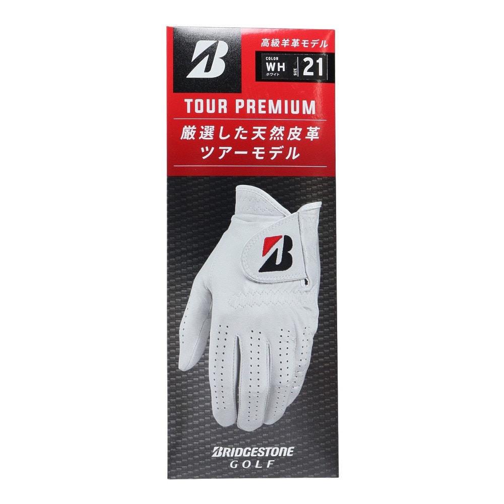 ブリヂストンゴルフ（BRIDGESTONE GOLF）（メンズ）左手用 ゴルフグローブ TOUR PREMIUM GL2500WH
