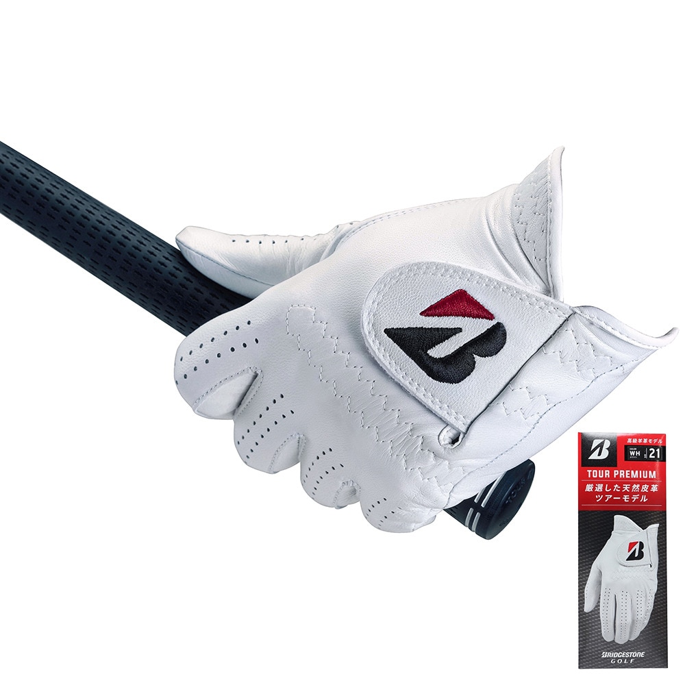 ブリヂストンゴルフ（BRIDGESTONE GOLF）（メンズ）左手用 ゴルフグローブ TOUR PREMIUM GL2500WH