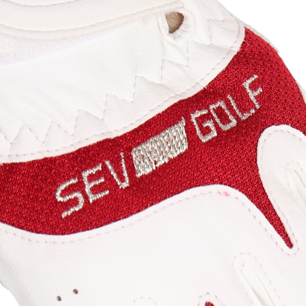 セブゴルフ（SEV GOLF）（メンズ）ゴルフ 【左手用合皮】ゴルフ グローブ (メンズゴルフグローブ) SEVG-008 WHITE/RED