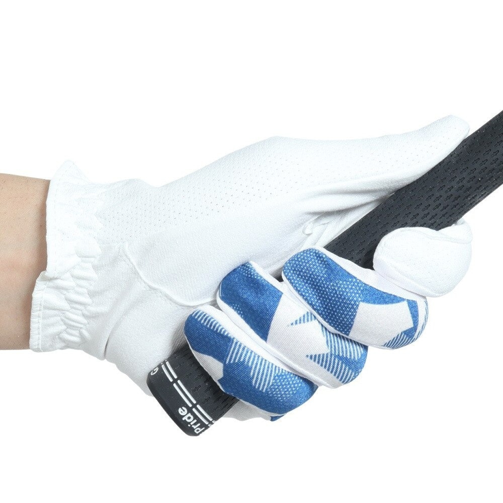 ロイヤルコレクション（ROYALCOLLECTION）（メンズ）ゴルフグローブ 左手用 夏 接触冷感 吸汗速乾 HIGH GRIP&COLD RCG-2204 WH×BU