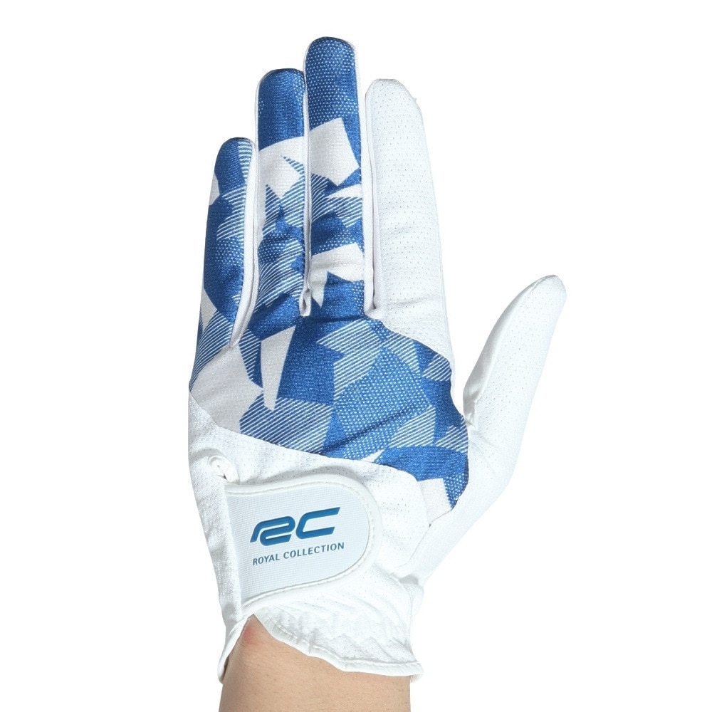 ロイヤルコレクション（ROYALCOLLECTION）（メンズ）ゴルフグローブ 左手用 夏 接触冷感 吸汗速乾 HIGH GRIP&COLD RCG-2204 WH×BU