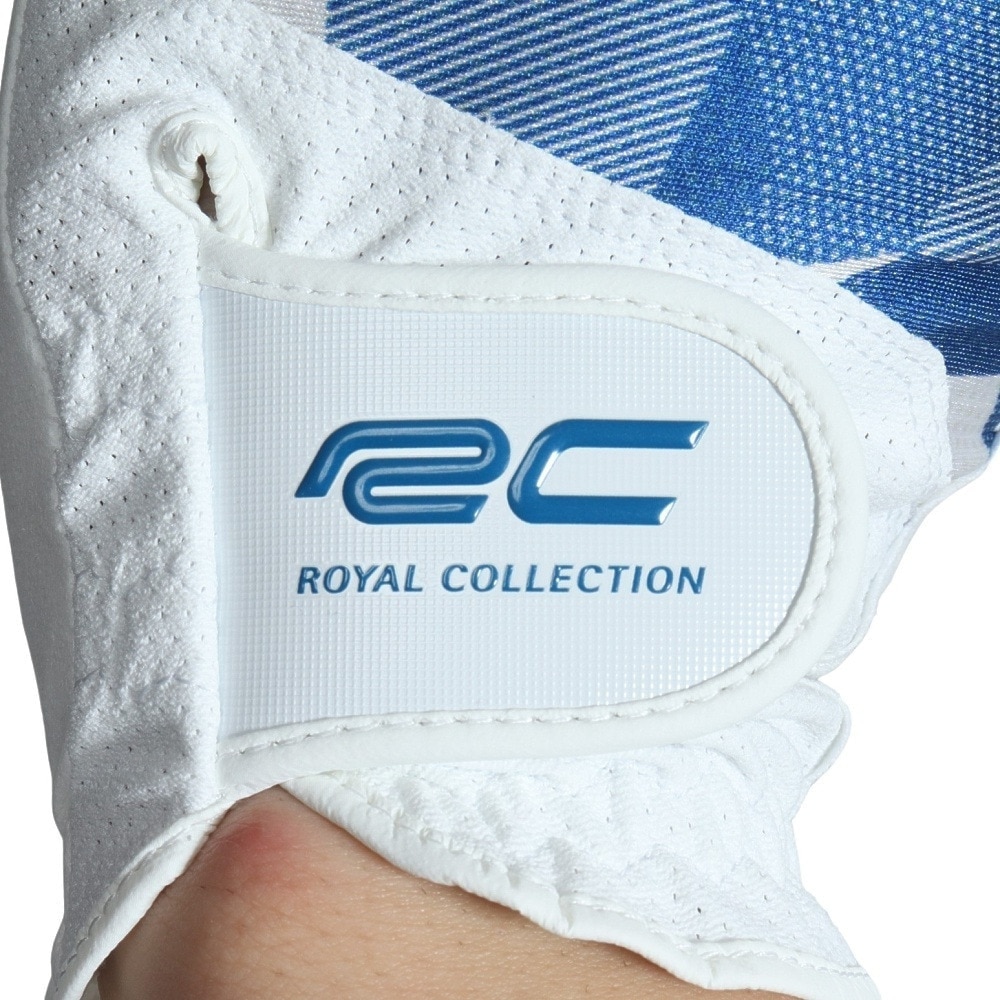 ロイヤルコレクション（ROYALCOLLECTION）（メンズ）ゴルフ 暑さ対策 ゴルフグローブ 左手用 夏 接触冷感 ひんやり UVカット 吸汗 速乾 HIGH GRIP&COLD RCG-2204 WH×BU