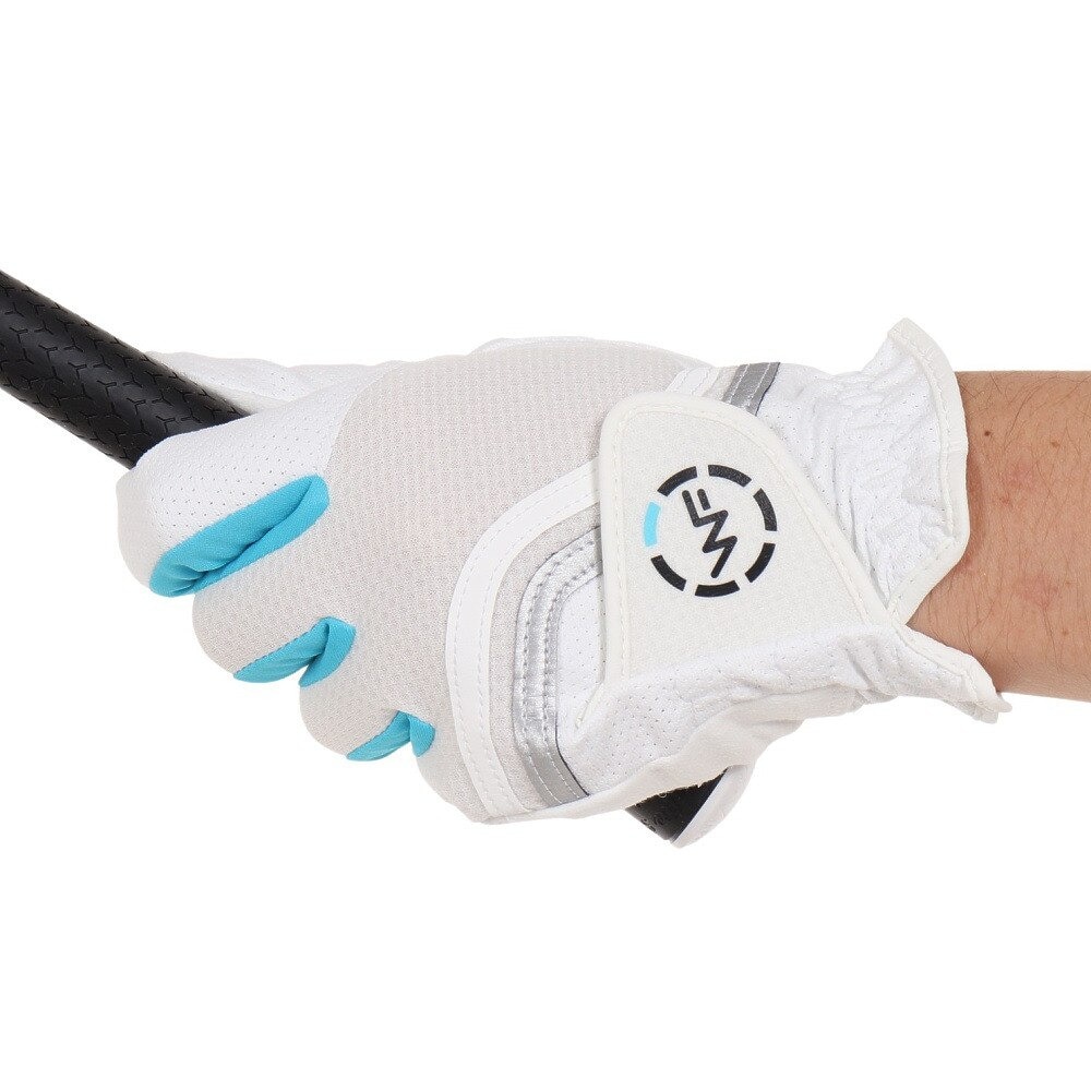 キャスコ（KASCO）（メンズ）ゴルフグローブ 左手用 夏 接触冷感 UVカット 吸汗 速乾 合成皮革 ウェザーフリー クール WFCF-2216 WH/BL