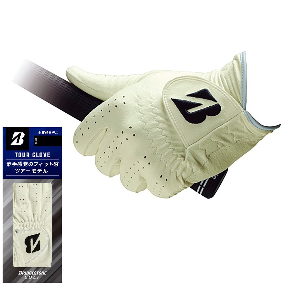 ブリヂストンゴルフ（BRIDGESTONE GOLF）（メンズ）ゴルフ 左手用 TOUR GLOVE 人工皮革 2021 GLG12WH