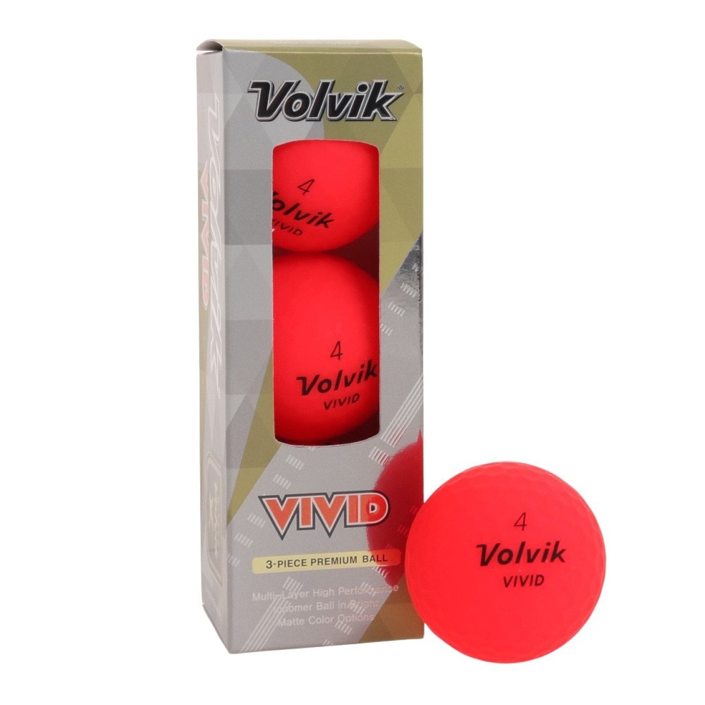 ボルビック（Volvik）（メンズ）VIVID ゴルフボール 3個入り VV5MNA02 RED