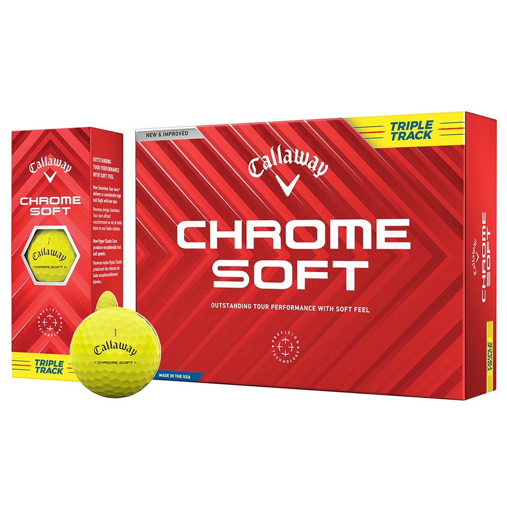 キャロウェイ（CALLAWAY）（メンズ）CHROME SOFT トリプル・トラック YLW ゴルフボール ダース(12個入り) クロムソフト