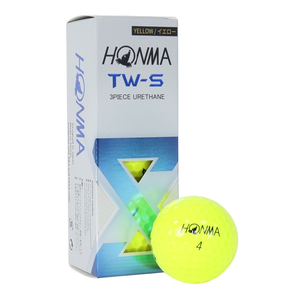 本間ゴルフ（HONMA）（メンズ）ゴルフボール TW-S 2024 BTQ2403 YEスリーブ(3個入り)