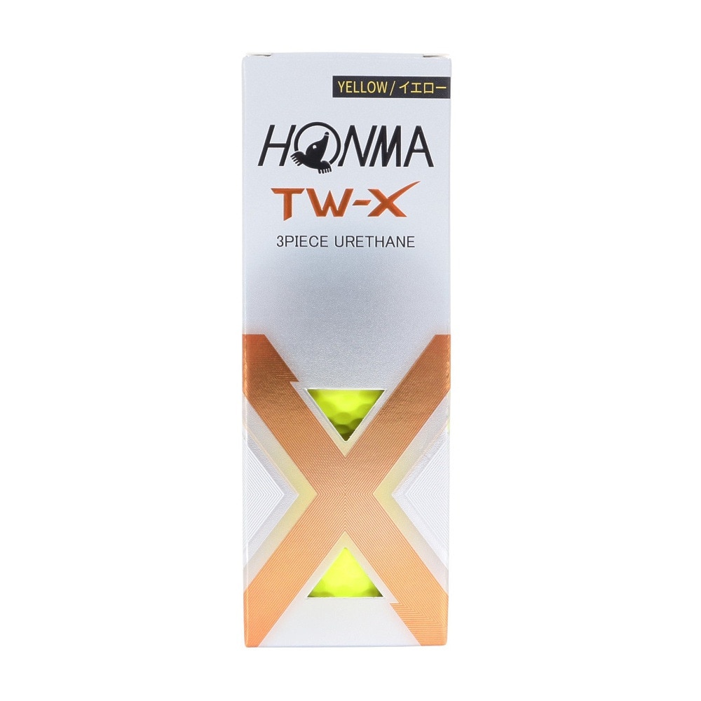 本間ゴルフ（HONMA）（メンズ、レディース）ゴルフボール TW-X 2024 BTQ2402 YE スリーブ(3個入り)