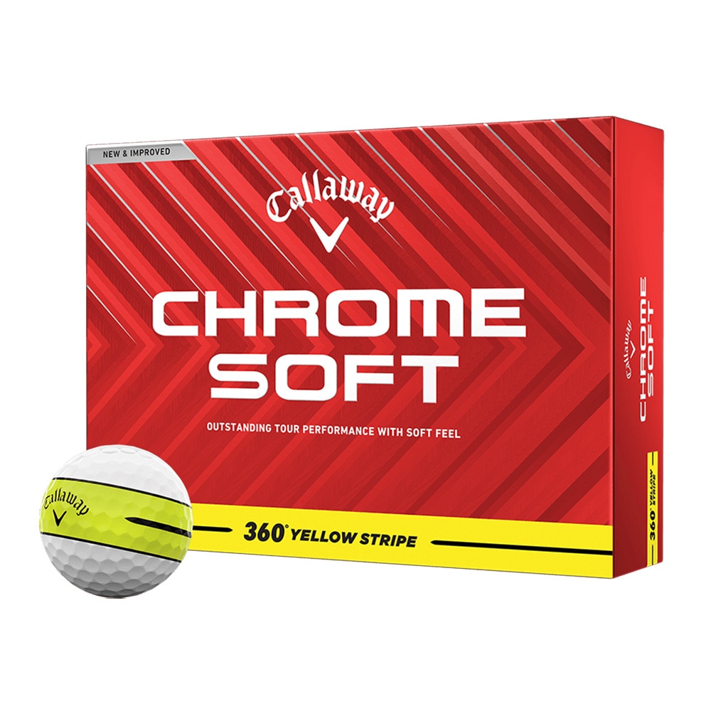 キャロウェイ（CALLAWAY）（メンズ）ゴルフボール クロムソフト CHRM SFT 24 360 YLW STRP 3B ダース(12個入り)