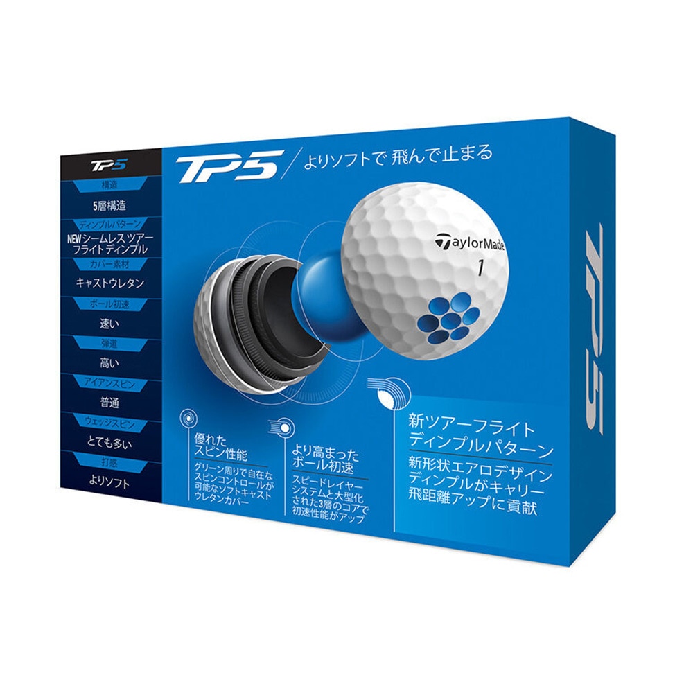 テーラーメイド（TAYLORMADE）（メンズ）ゴルフボール TP5 ボール 2021年モデル ダース(12個入り)