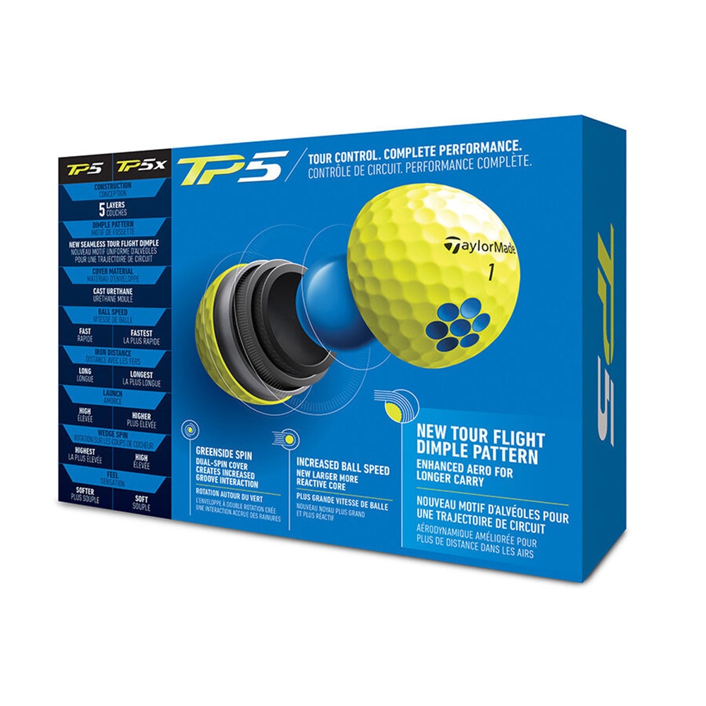 テーラーメイド（TAYLORMADE）（メンズ）ゴルフボール TP5 イエローボール 2021年モデル ダース(12個入り)