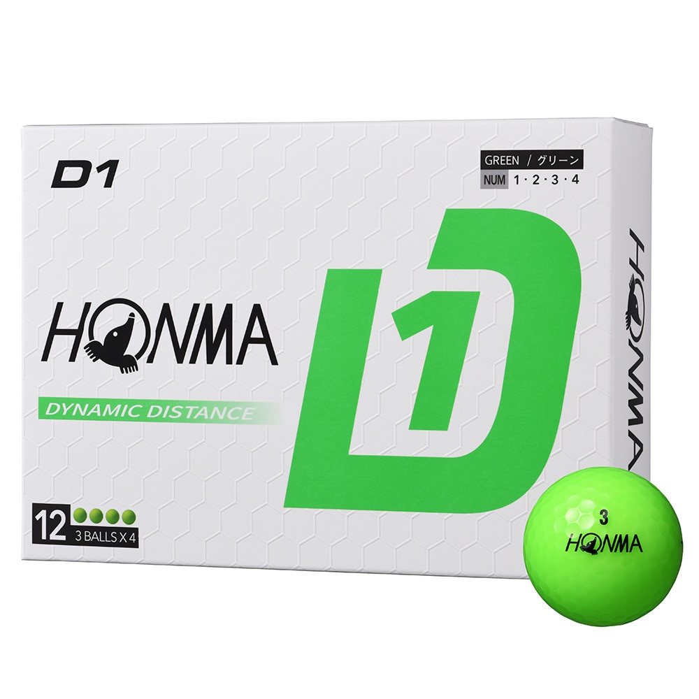 本間ゴルフ（HONMA）（メンズ）ゴルフボール D1 2024 BT2401 Green ダース(12個入り)