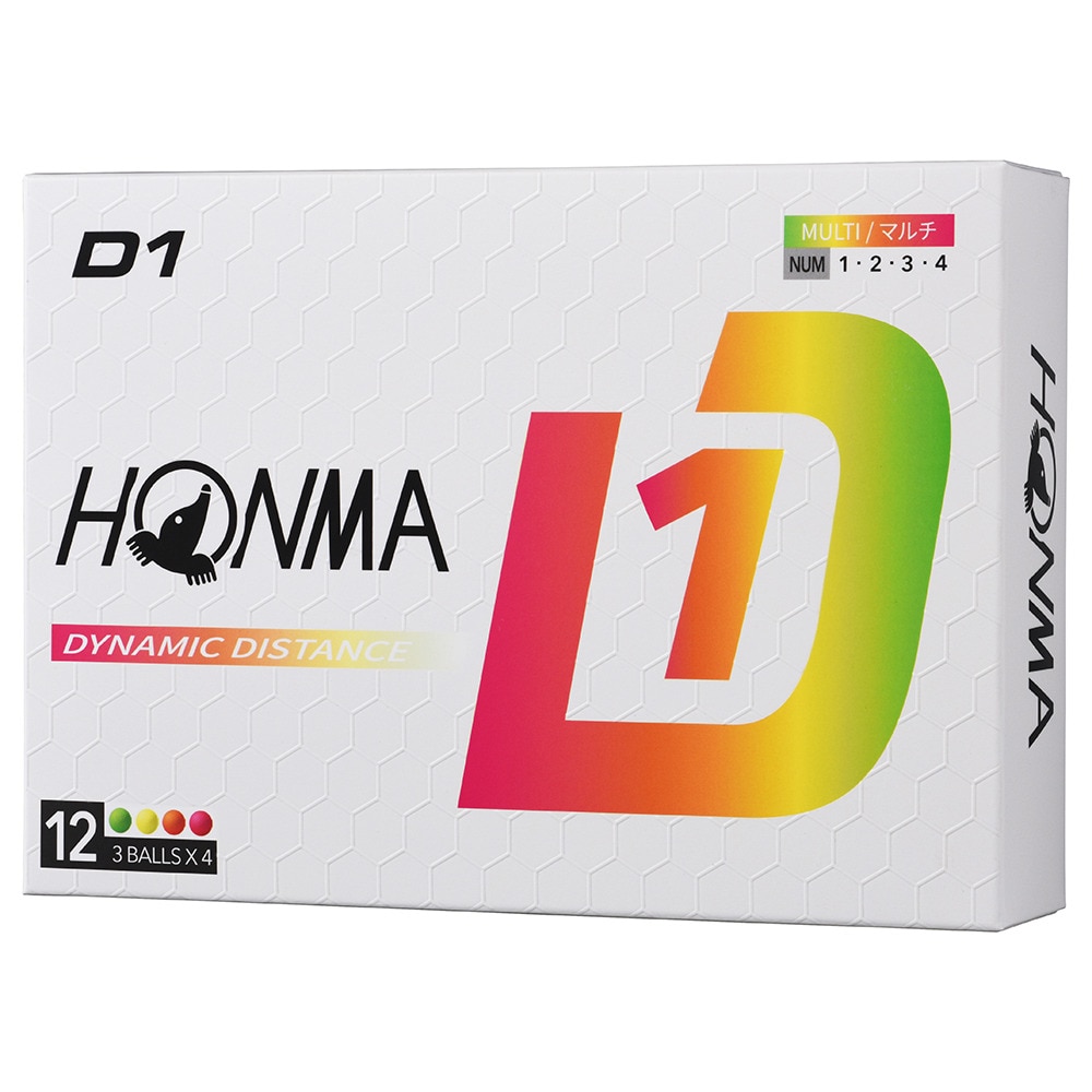 本間ゴルフ（HONMA）（メンズ、レディース）ゴルフボール D1 2024 BT2401 Multi ダース(12個入り)