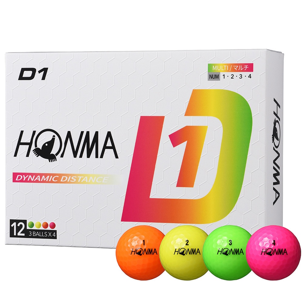 本間ゴルフ（HONMA）（メンズ、レディース）ゴルフボール D1 2024 BT2401 Multi ダース(12個入り)
