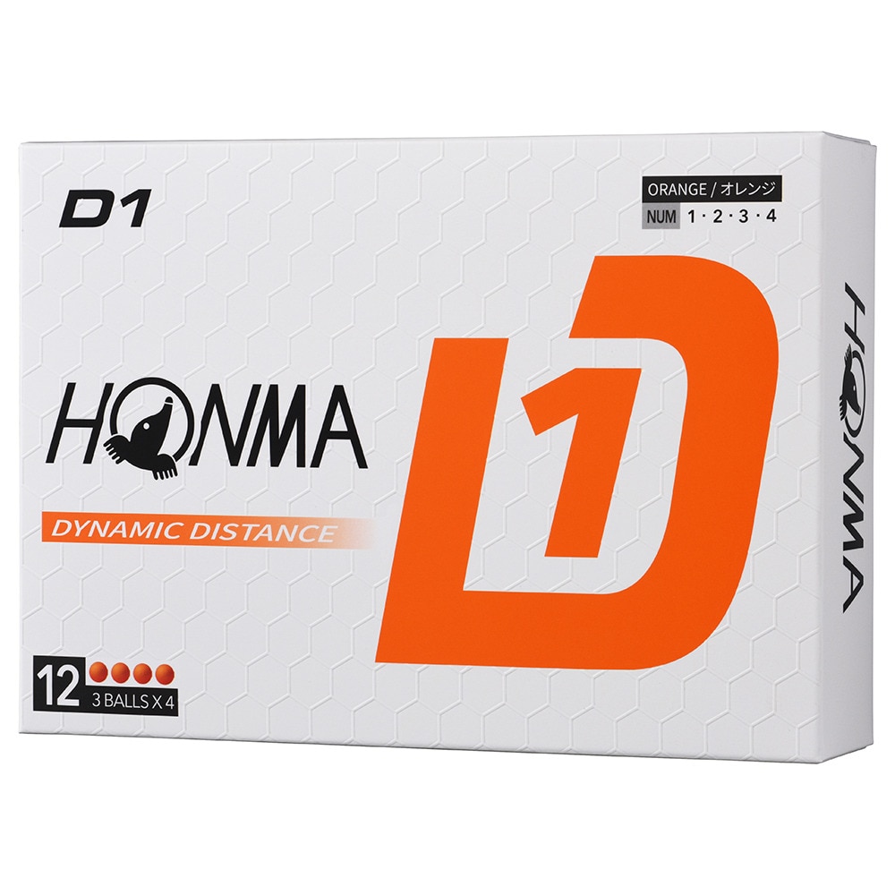 本間ゴルフ（HONMA）（メンズ、レディース）ゴルフボール D1 2024 BT2401 OG ダース(12個入り)