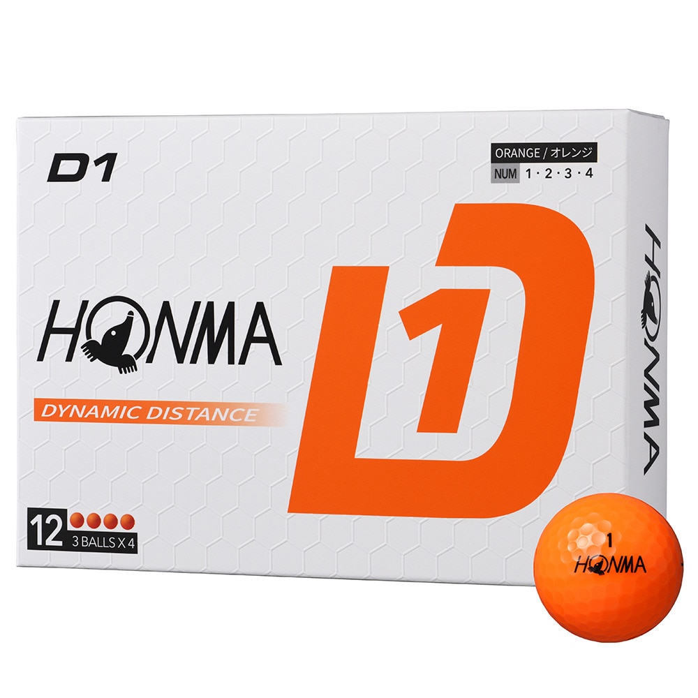 本間ゴルフ（HONMA）（メンズ、レディース）ゴルフボール D1 2024 BT2401 OG ダース(12個入り)