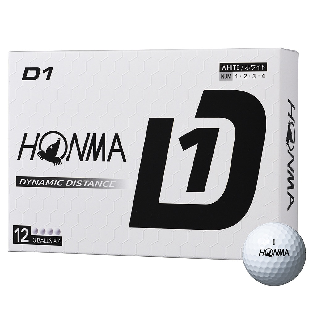 本間ゴルフ（HONMA）（メンズ）ゴルフボール D1 2024 BT2401 WH ダース(12個入り)