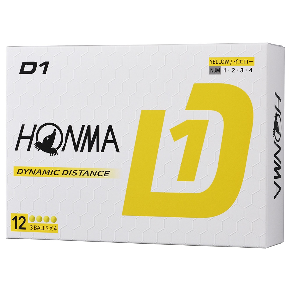 本間ゴルフ（HONMA）（メンズ）ゴルフボール D1 2024 BT2401 YE ダース(12個入り)
