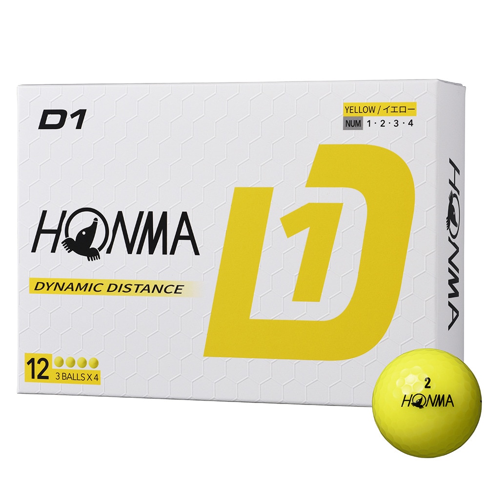 本間ゴルフ（HONMA）（メンズ）ゴルフボール D1 2024 BT2401 YE ダース(12個入り)