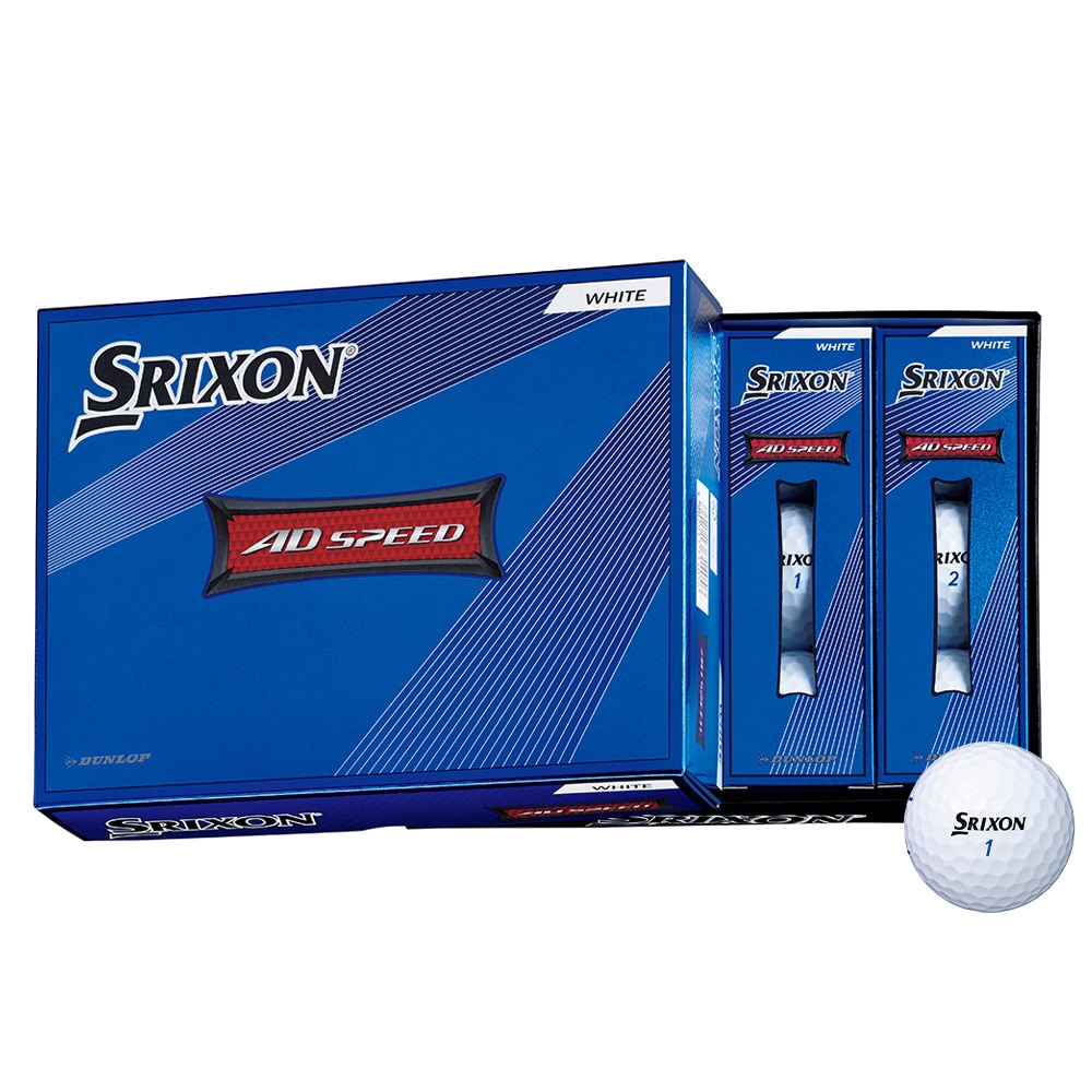 スリクソン（SRIXON）（メンズ、レディース）ゴルフボール ADスピード2 ホワイト ダース(12個入り)