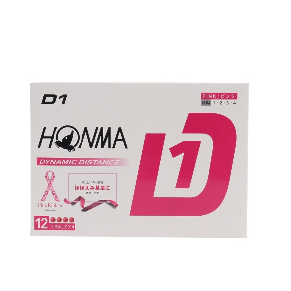 本間ゴルフ（HONMA）（メンズ、レディース）ゴルフボール D1 2024年モデル BT2401 PK ダース(12個入り)