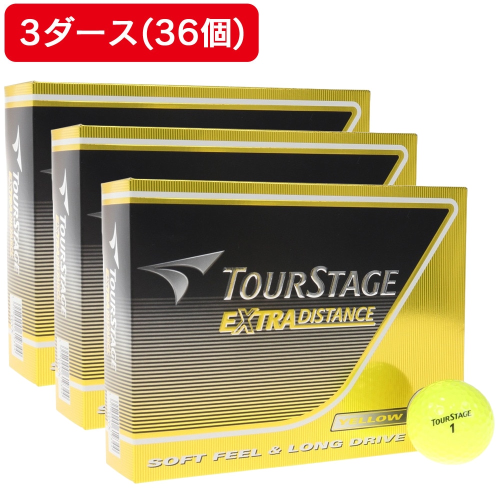 ツアーステージ（TOURSTAGE）（メンズ）【3ダースセット】ゴルフボール EXTRA DISTANCE イエロー (3ダース 36個) オンライン価格