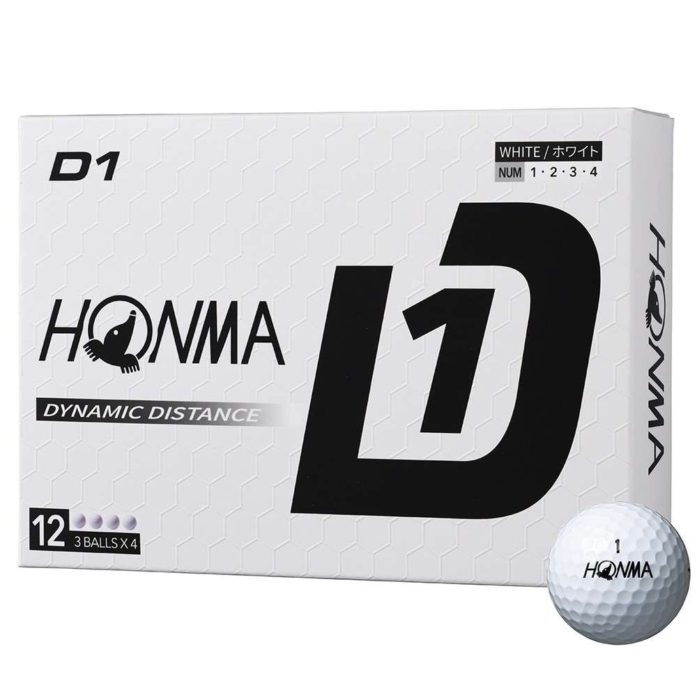 本間ゴルフ（HONMA）（メンズ）【3ダースセット】ゴルフボール D1 2024 BT2401 WH ダース(36個入り)