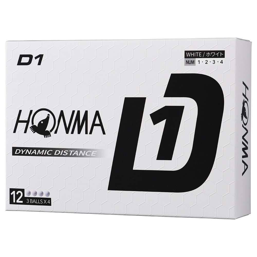 本間ゴルフ（HONMA）（メンズ）【10ダースセット】ゴルフボール D1 2024 BT2401 WH 10ダース(120個入り)