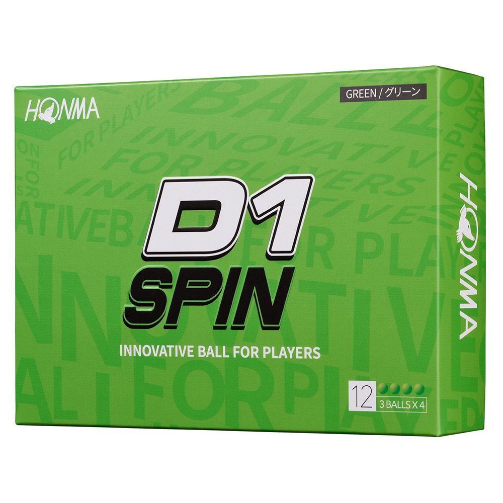 本間ゴルフ（HONMA）（メンズ、レディース）ゴルフボール D1 SPIN BTQ2301 GR ダース(12個入り)