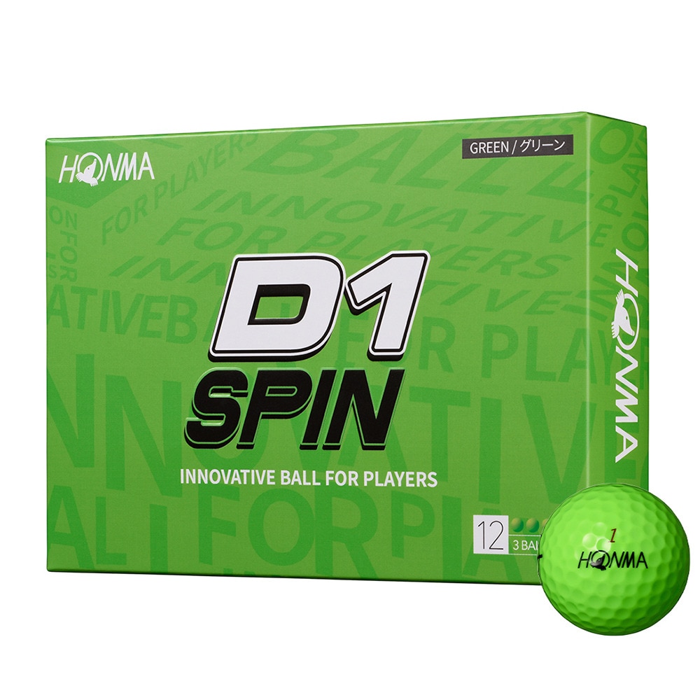 本間ゴルフ（HONMA）（メンズ、レディース）ゴルフボール D1 SPIN BTQ2301 GR ダース(12個入り)