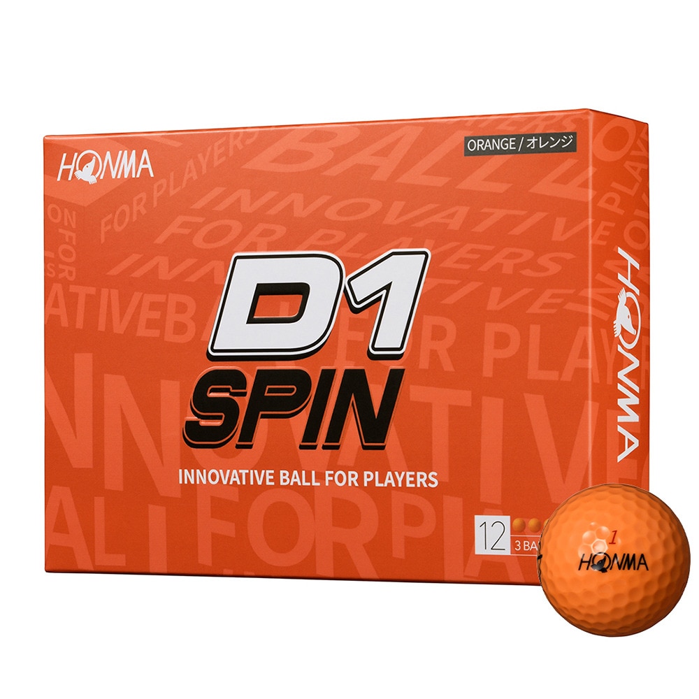 本間ゴルフ（HONMA）（メンズ、レディース）ゴルフボール D1 SPIN BTQ2301 OG ダース(12個入り)