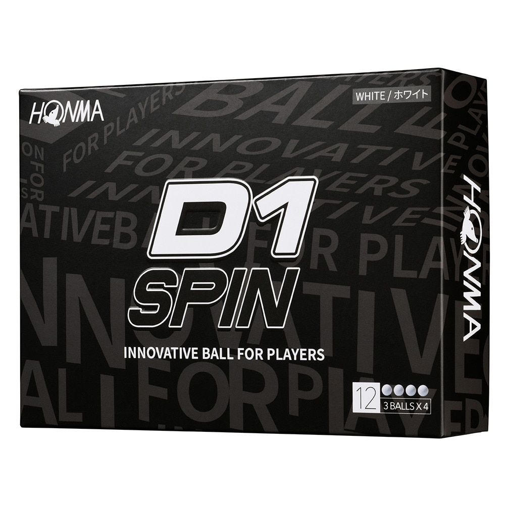 本間ゴルフ（HONMA）（メンズ、レディース）ゴルフボール D1 SPIN BTQ2301 WH ダース(12個入り)