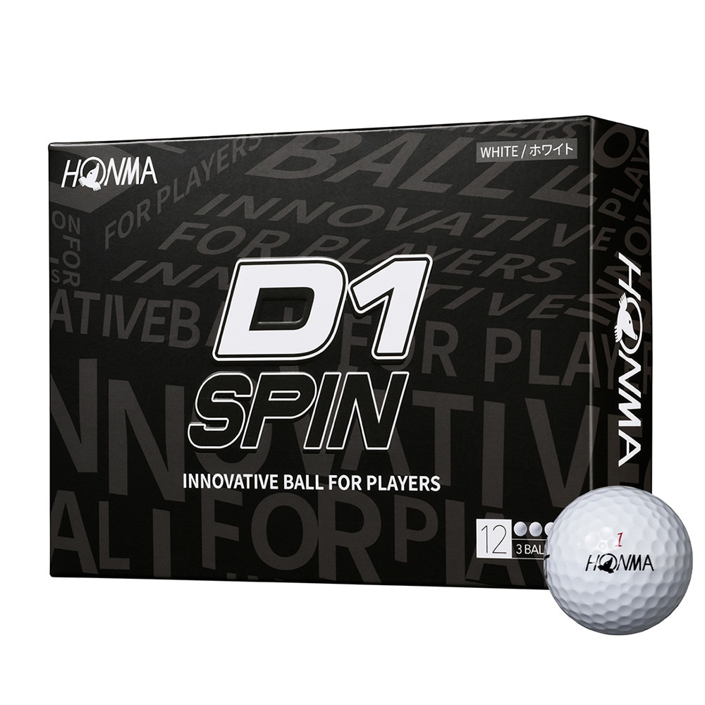 本間ゴルフ（HONMA）（メンズ、レディース）ゴルフボール D1 SPIN BTQ2301 WH ダース(12個入り)