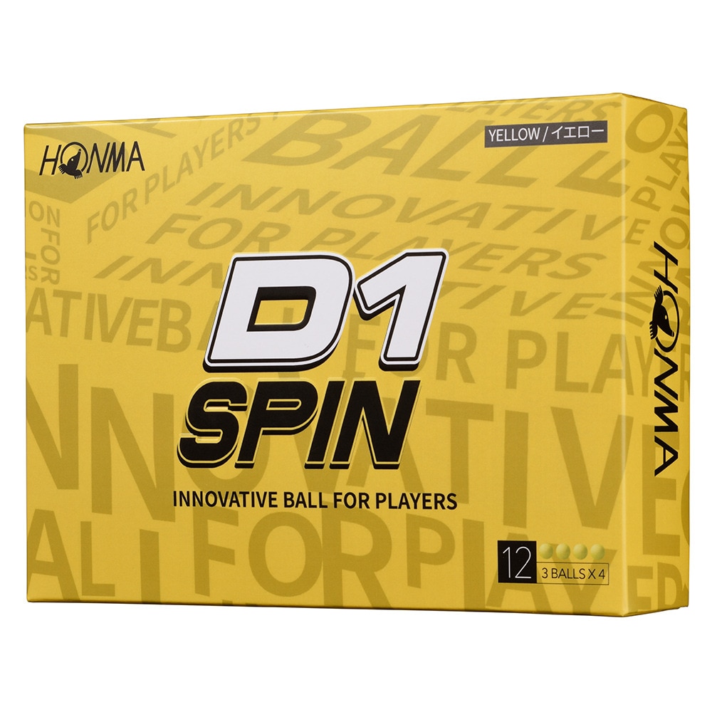 本間ゴルフ（HONMA）（メンズ、レディース）ゴルフボール D1 SPIN BTQ2301 YE ダース(12個入り)