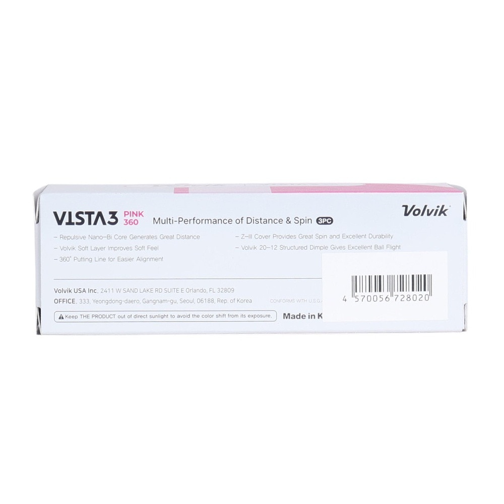 ボルビック（Volvik）（メンズ、レディース）VISTA3 PRISM VV5PNA27 PINK C DZ ダース(12個入り)