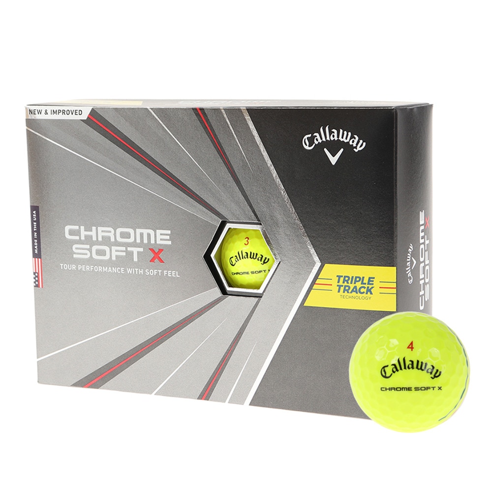 キャロウェイ（CALLAWAY）（メンズ、レディース）CHROME SOFT X ゴルフボール トリプル・トラック イエロー 1ダース(12球入り)