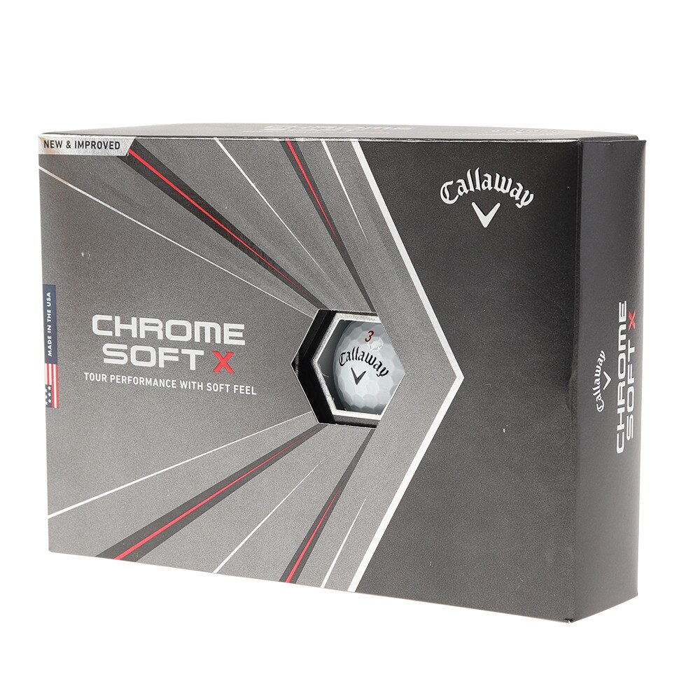 キャロウェイ（CALLAWAY）（メンズ、レディース）CHROME SOFT X ゴルフボール ホワイト ダース(12個入り)