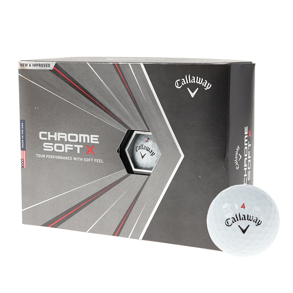 キャロウェイ（CALLAWAY）（メンズ、レディース）CHROME SOFT X ゴルフボール ホワイト ダース(12個入り)