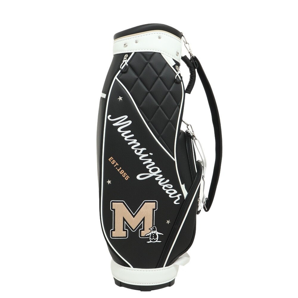 マンシングウエア（MUNSING WEAR）（レディース）ゴルフ キャディバッグ カート式 8.5型 6分割 ビッグロゴキャディバッグ軽量 MQCVJJ01 BK00