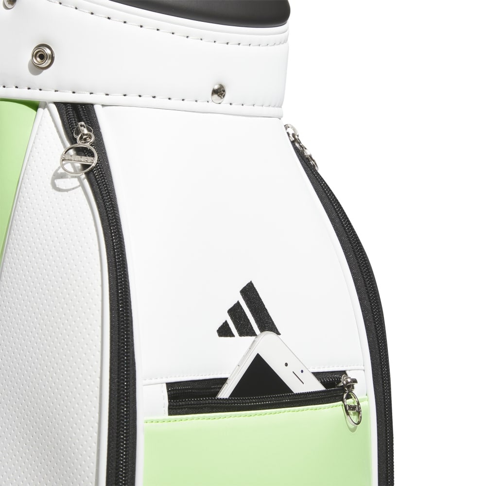 アディダス（adidas）（レディース）ゴルフ キャディバッグ 軽量 カート式 8.5型 5分割 クラシック3ストライプ IKL16-IN6680FGRN