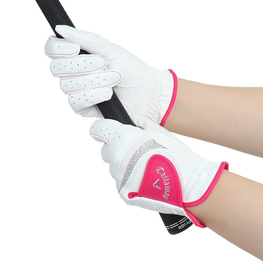キャロウェイ（CALLAWAY）（レディース）ゴルフ 両手用 スタイル デュアル グローブ WHT/PNK 21 ゴルフ用品はヴィクトリアゴルフ