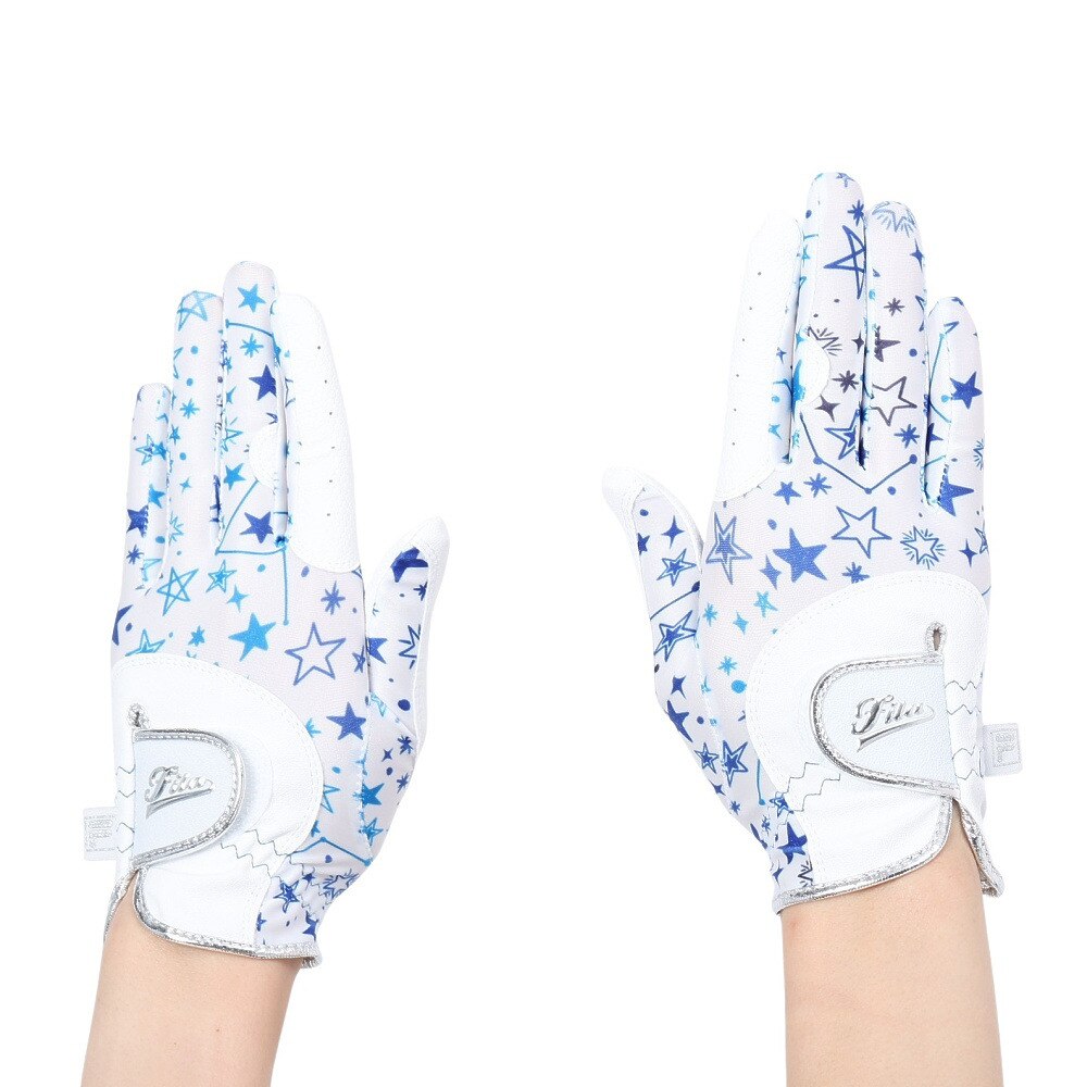 フィラ（FILA）（レディース）ゴルフ 両手用 UVカットグローブ FWG106 WHT NVY